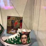 Showcase with sneakers in the exhibition Frida Kahlo & Diego Rivera A Love Revolution (2021). Showcase with sneakers in the exhibition Frida Kahlo & Diego Rivera A Love Revolution (2021).